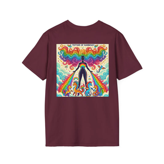 Call Me Mother Unisex Softstyle T-Shirt - Vibrant Rainbow Art for Moms