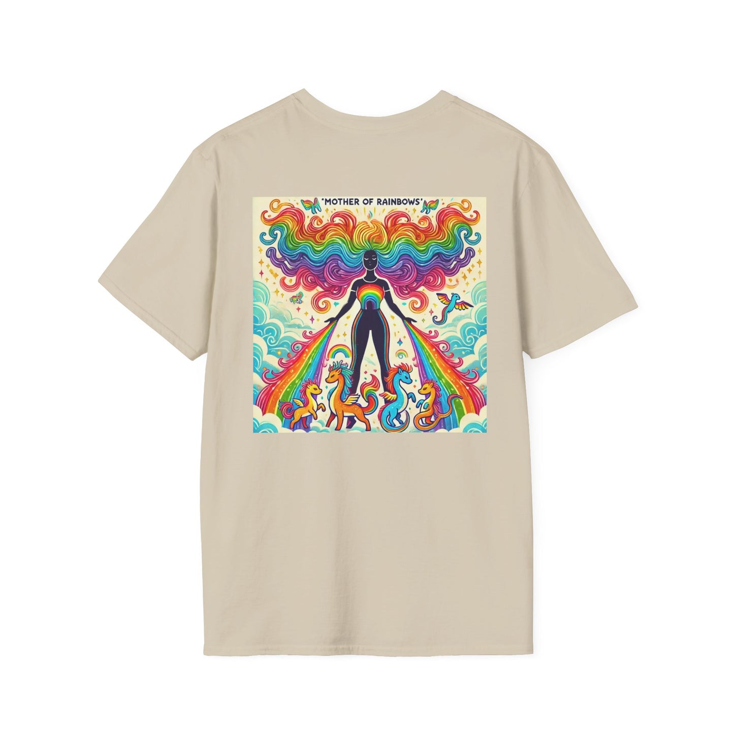 Call Me Mother Unisex Softstyle T-Shirt - Vibrant Rainbow Art for Moms