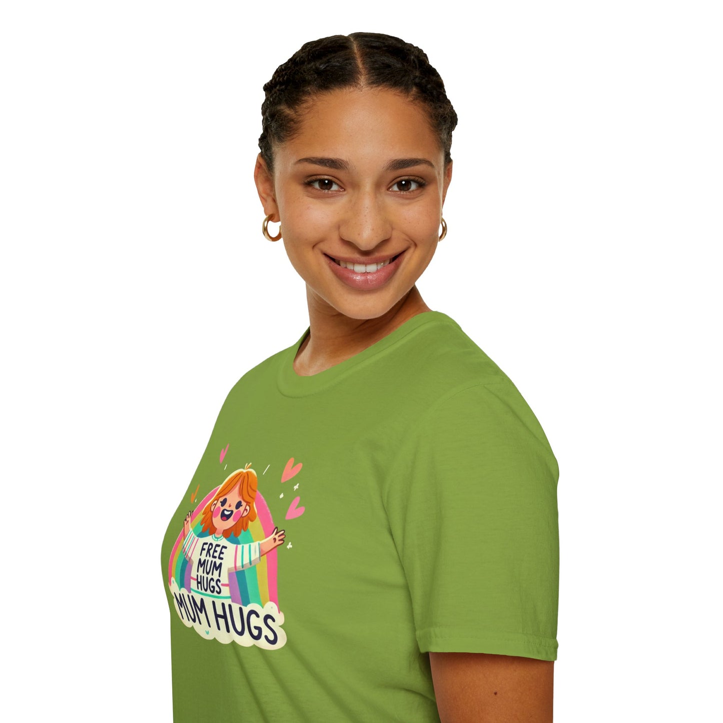 Free Mum Hugs Unisex T-Shirt - Softstyle Rainbow Graphic Tee