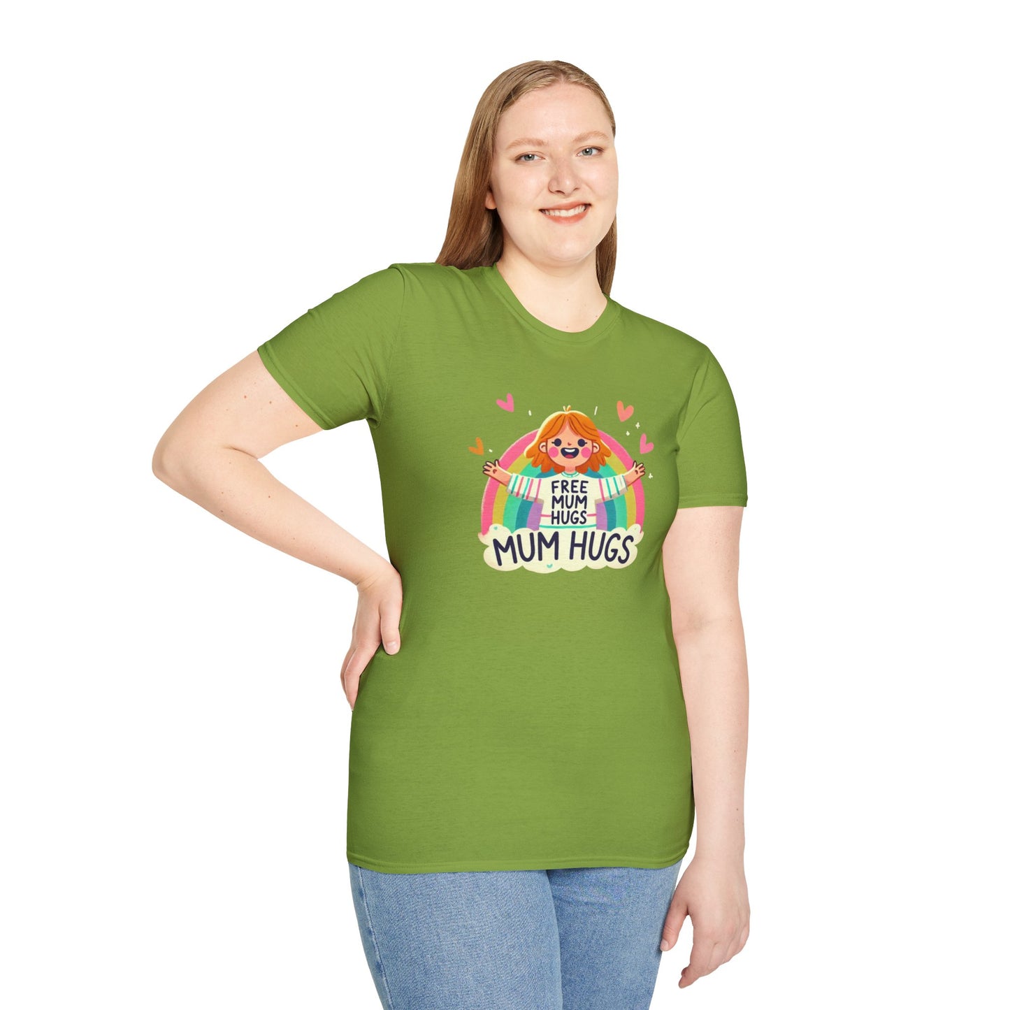 Free Mum Hugs Unisex T-Shirt - Softstyle Rainbow Graphic Tee