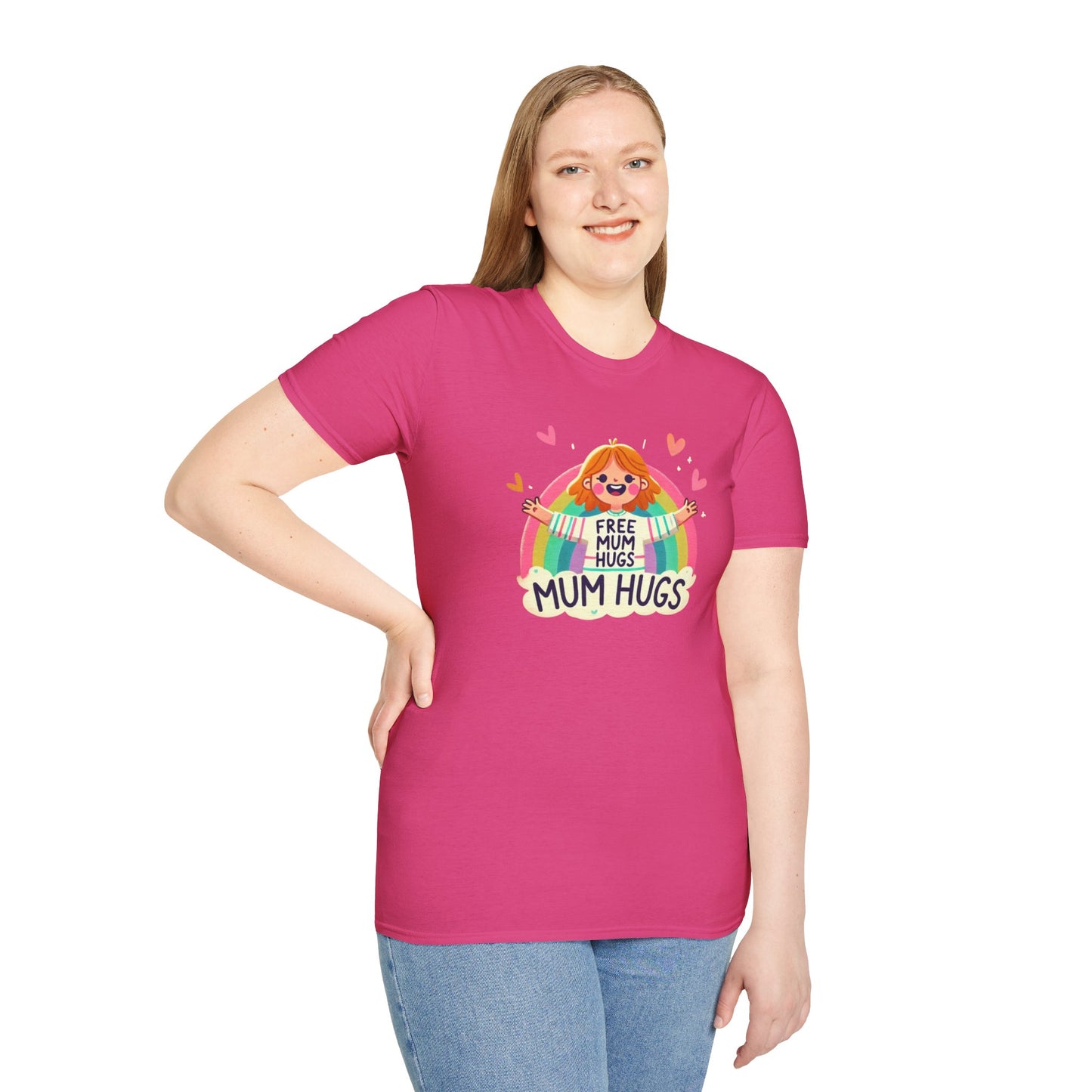 Free Mum Hugs Unisex T-Shirt - Softstyle Rainbow Graphic Tee