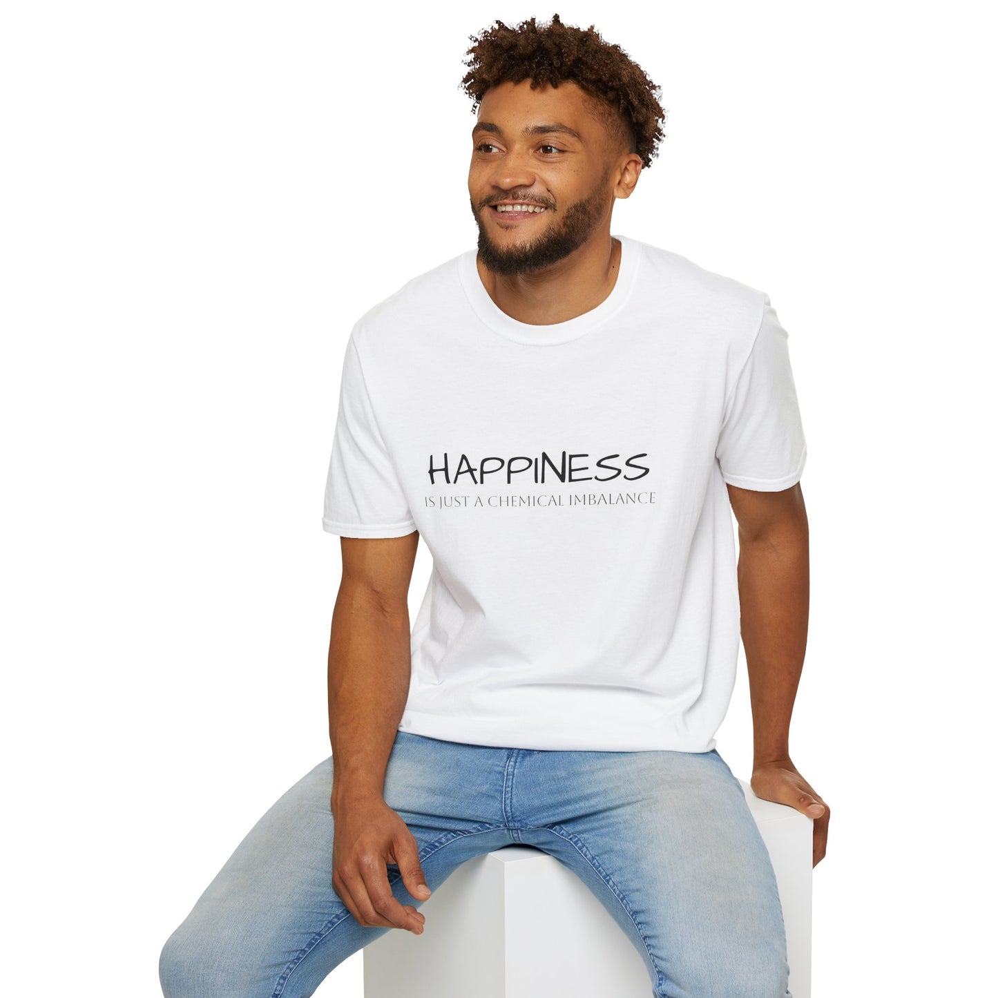 Unisex Softstyle T-Shirt - "Happiness Is Just a Chemical Imbalance" Inspirational Tee