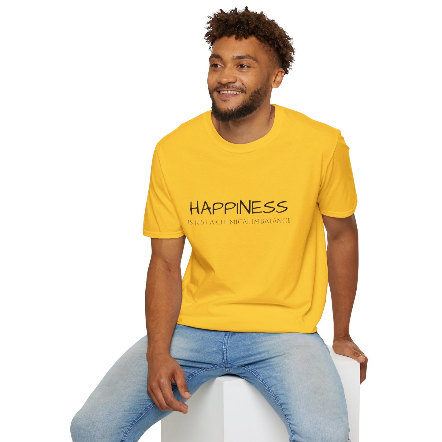 Unisex Softstyle T-Shirt - "Happiness Is Just a Chemical Imbalance" Inspirational Tee