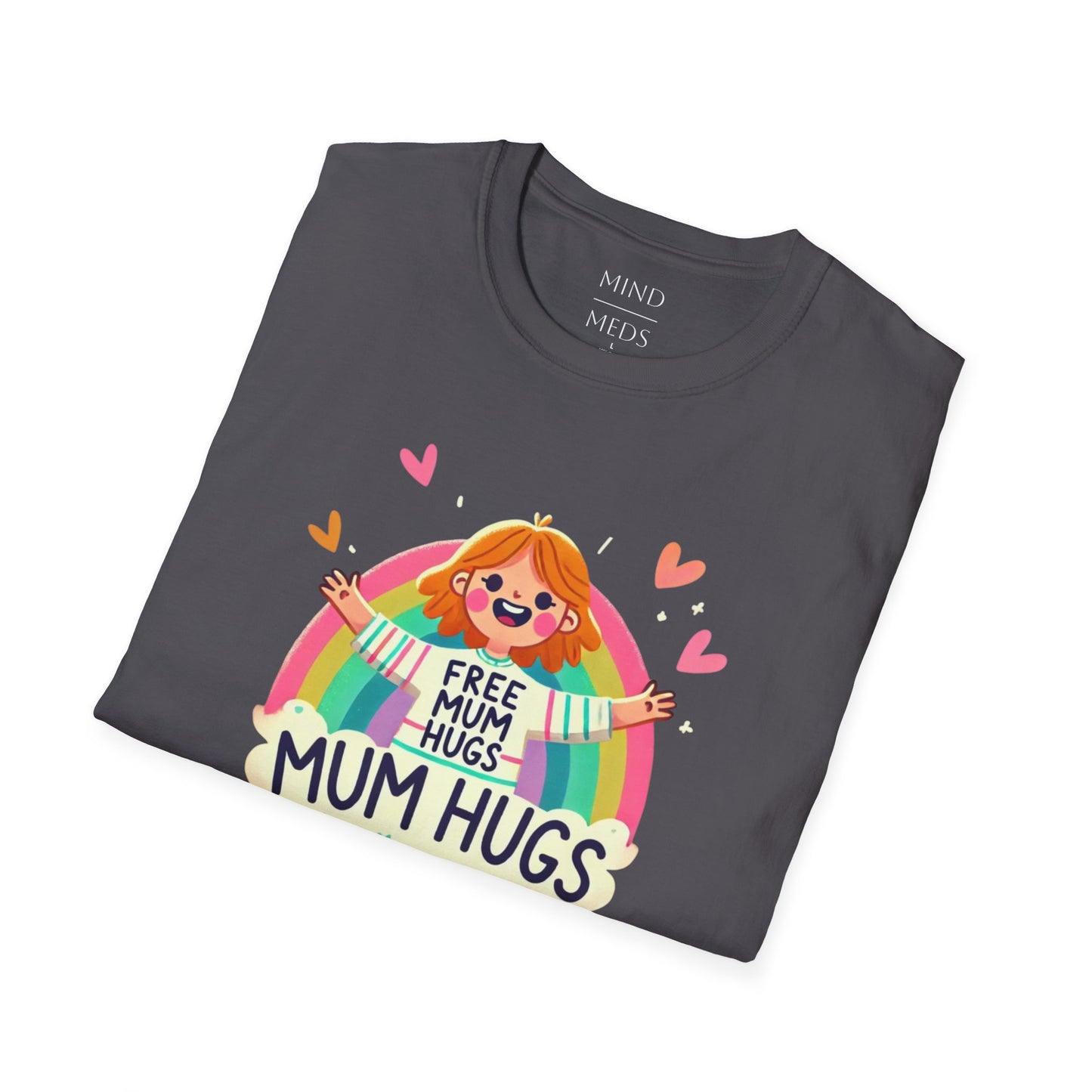 Free Mum Hugs Unisex T-Shirt - Softstyle Rainbow Graphic Tee