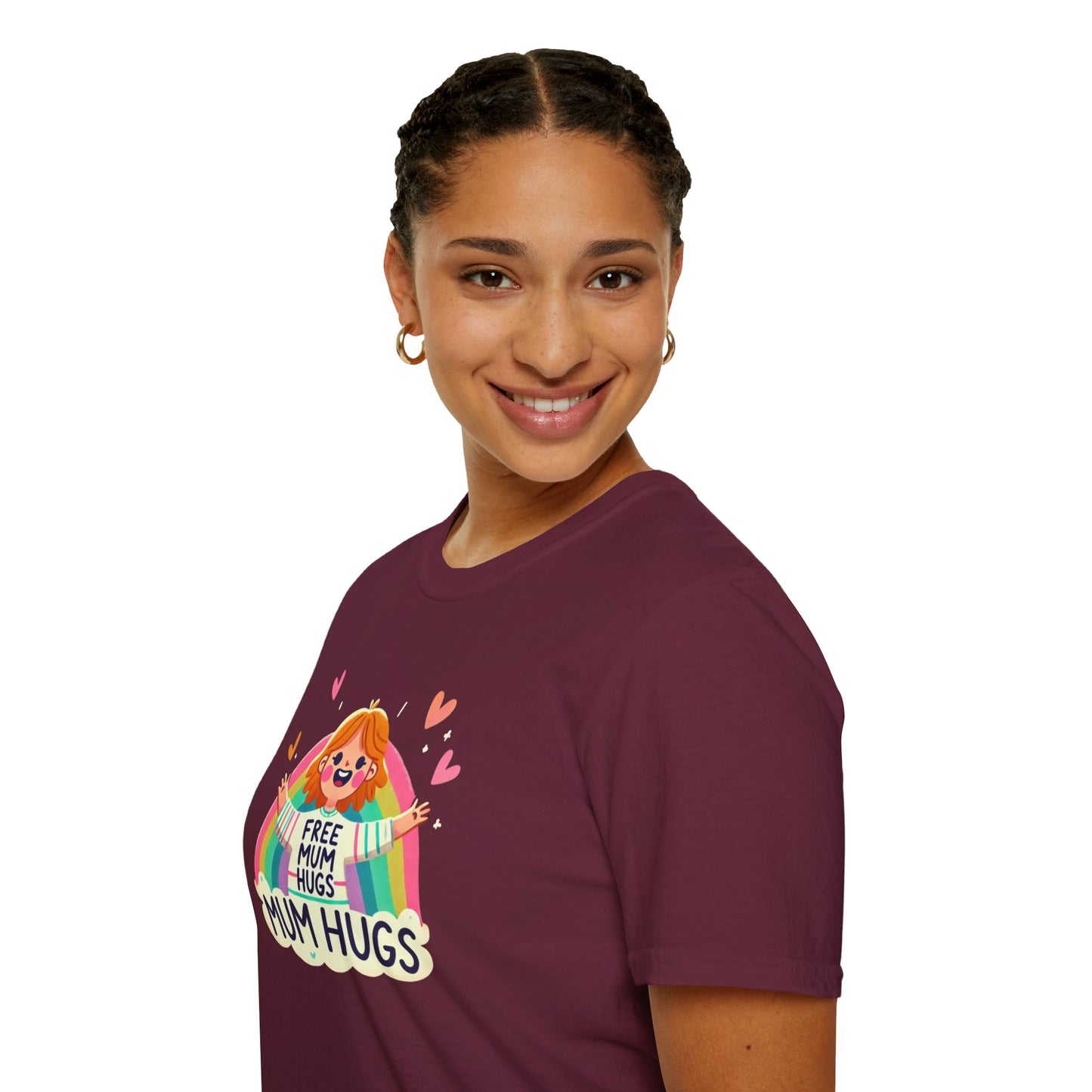 Free Mum Hugs Unisex T-Shirt - Softstyle Rainbow Graphic Tee