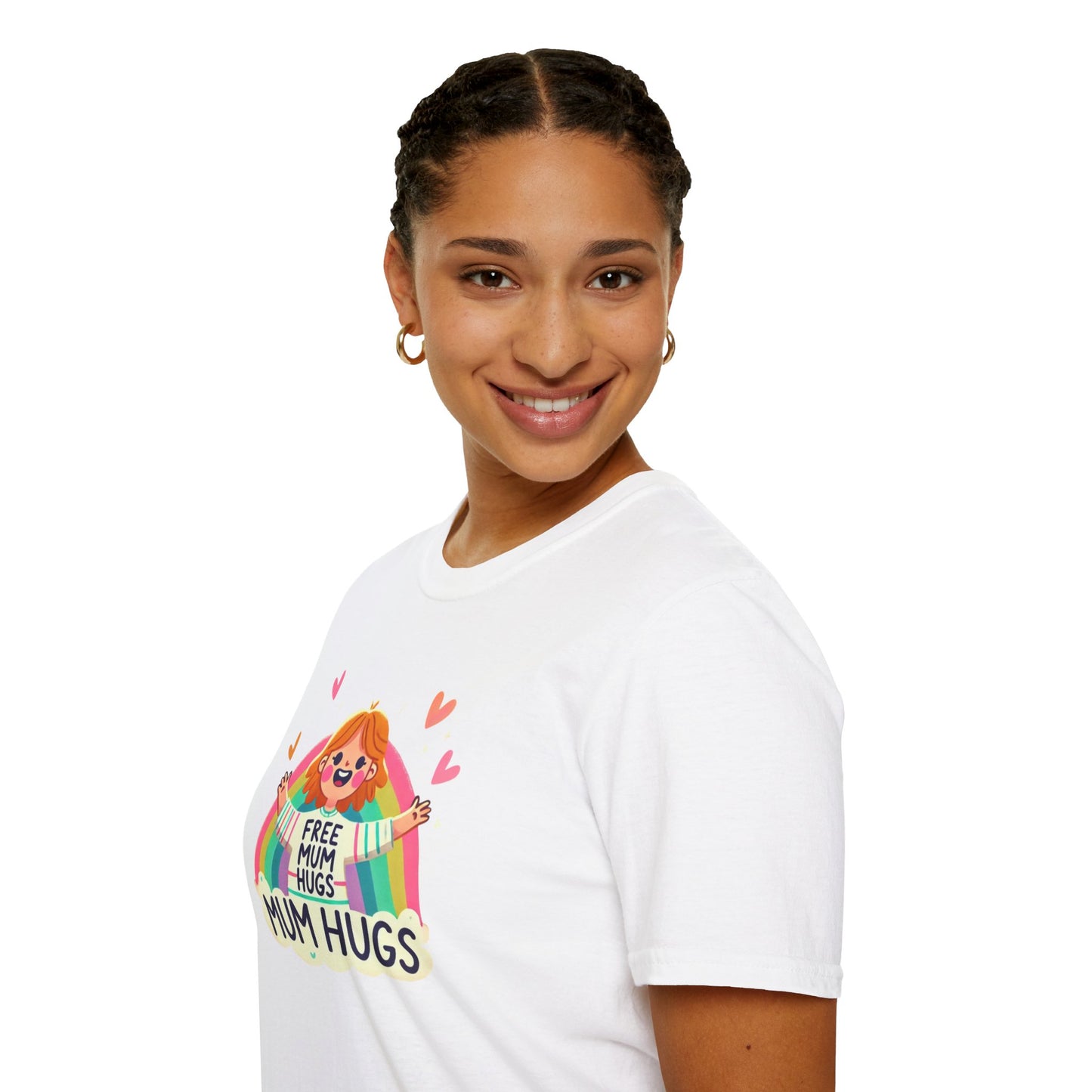 Free Mum Hugs Unisex T-Shirt - Softstyle Rainbow Graphic Tee