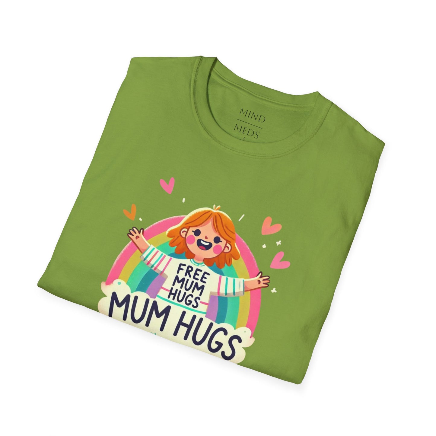 Free Mum Hugs Unisex T-Shirt - Softstyle Rainbow Graphic Tee