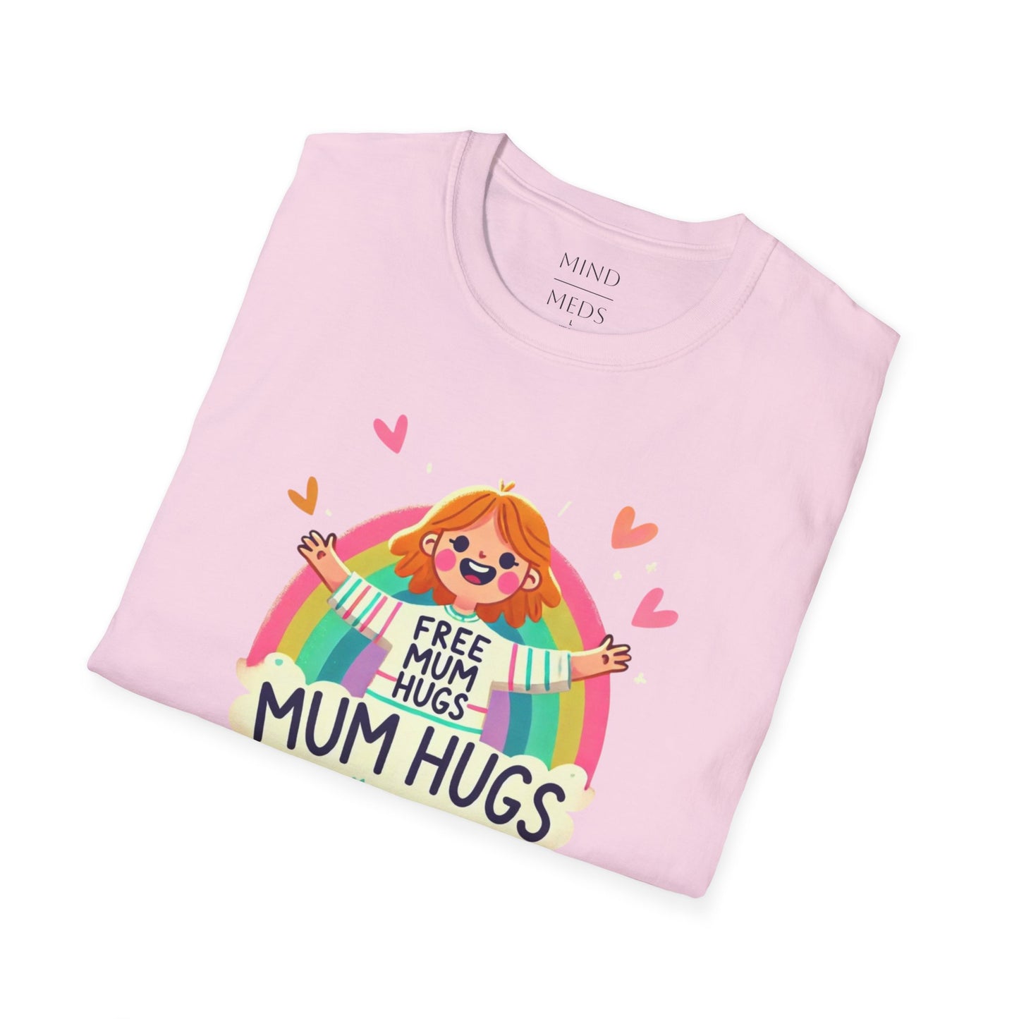 Free Mum Hugs Unisex T-Shirt - Softstyle Rainbow Graphic Tee