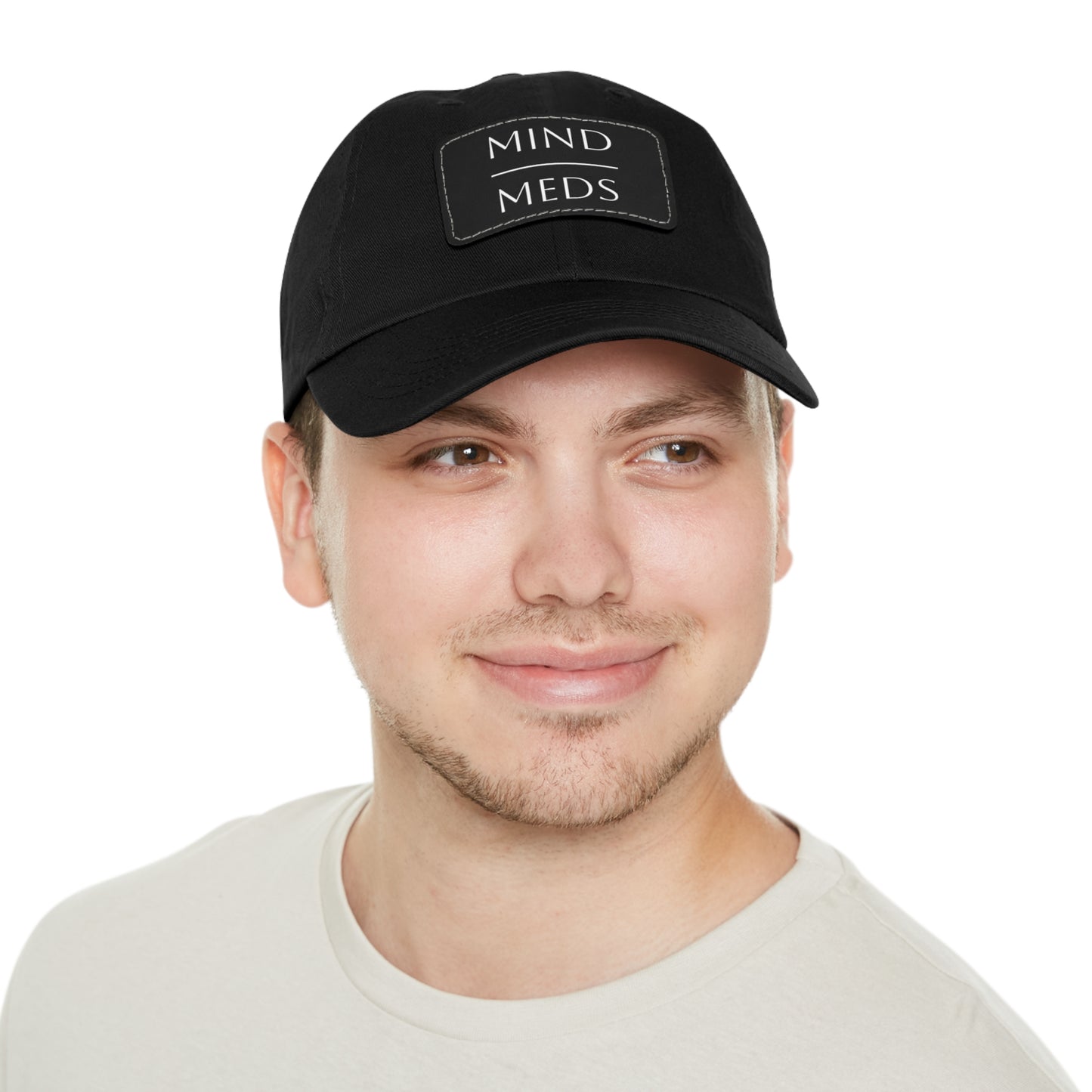 Mind Meds Dad Hat with Leather Patch - Casual Style Hat for Mental Health Awareness