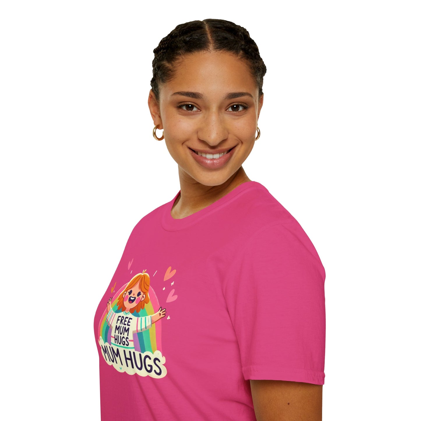 Free Mum Hugs Unisex T-Shirt - Softstyle Rainbow Graphic Tee