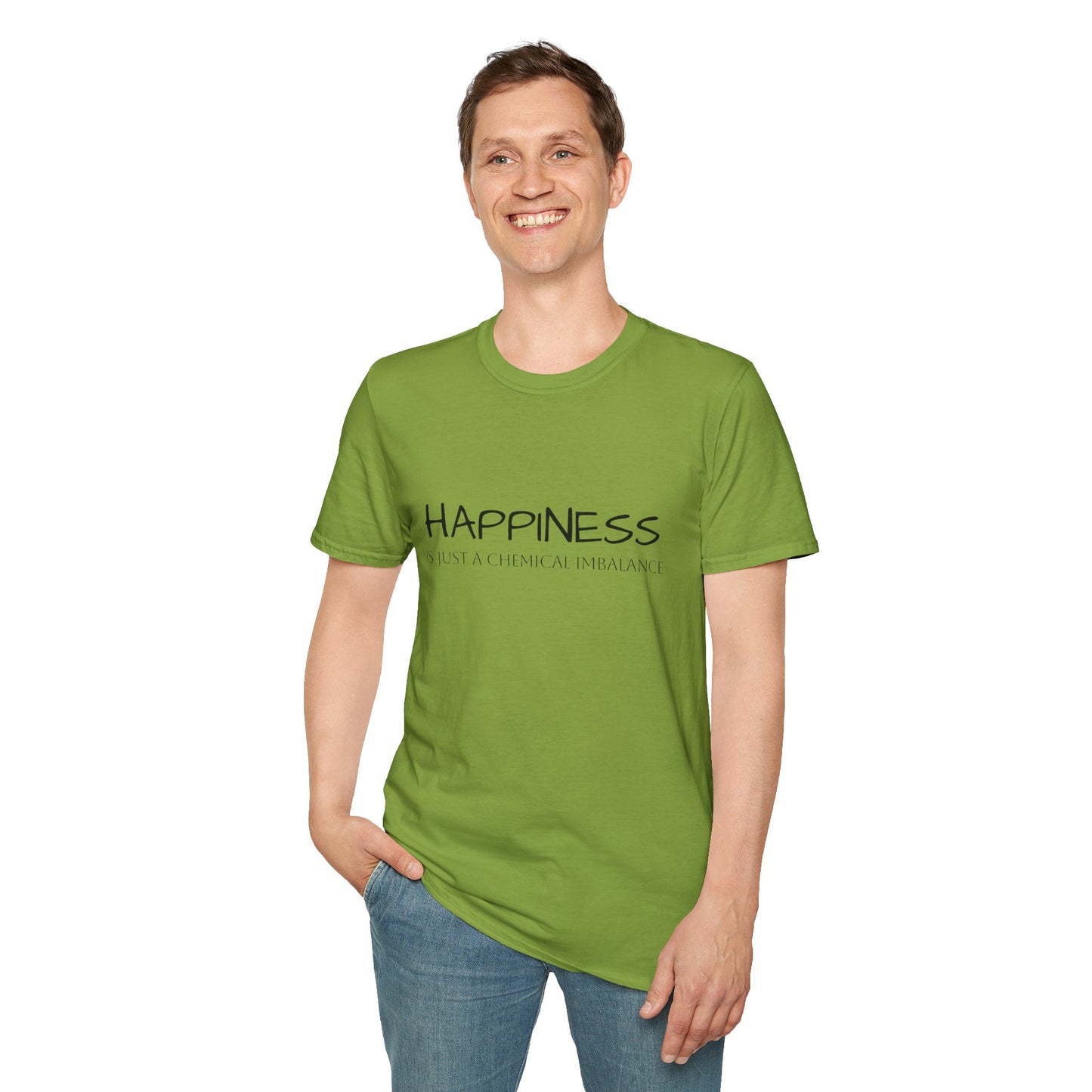 Unisex Softstyle T-Shirt - "Happiness Is Just a Chemical Imbalance" Inspirational Tee