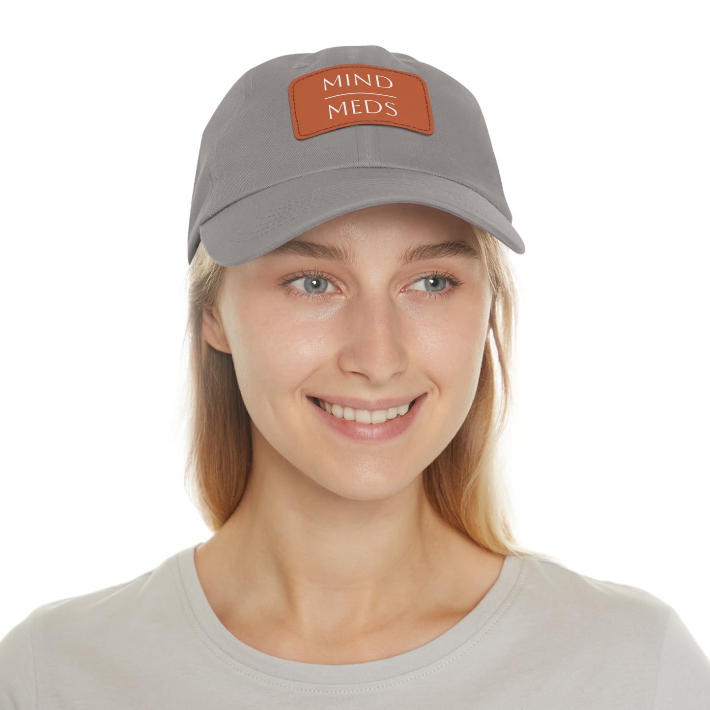 Mind Meds Dad Hat with Leather Patch - Casual Style Hat for Mental Health Awareness