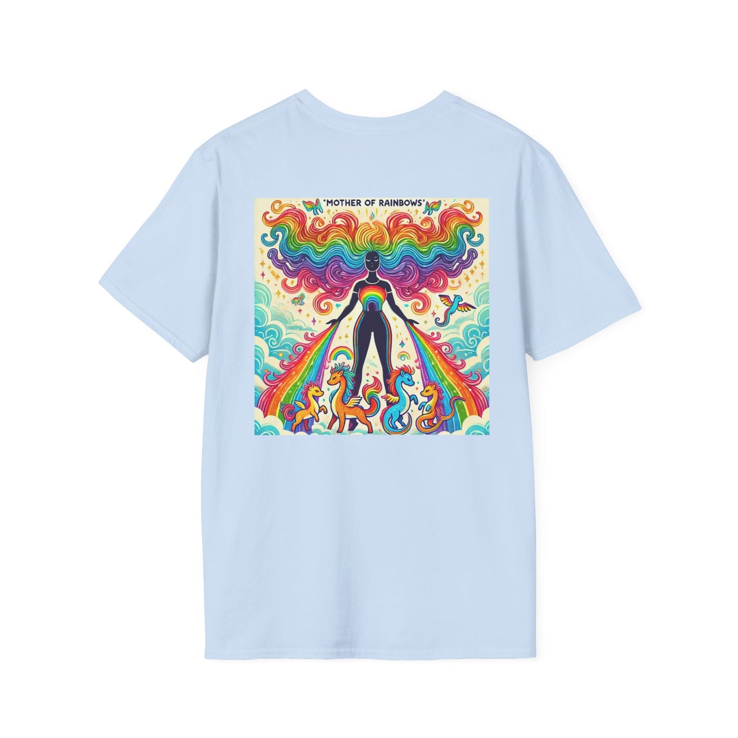 Call Me Mother Unisex Softstyle T-Shirt - Vibrant Rainbow Art for Moms