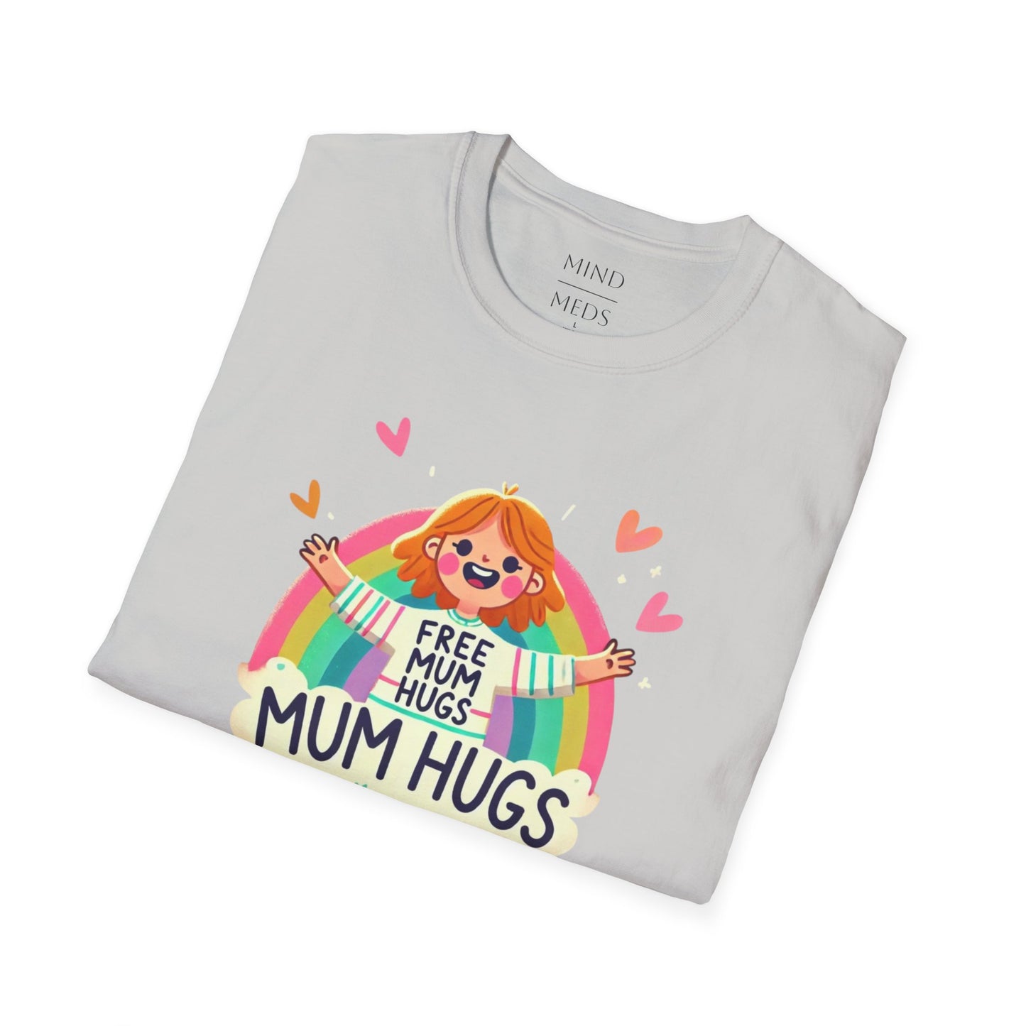 Free Mum Hugs Unisex T-Shirt - Softstyle Rainbow Graphic Tee