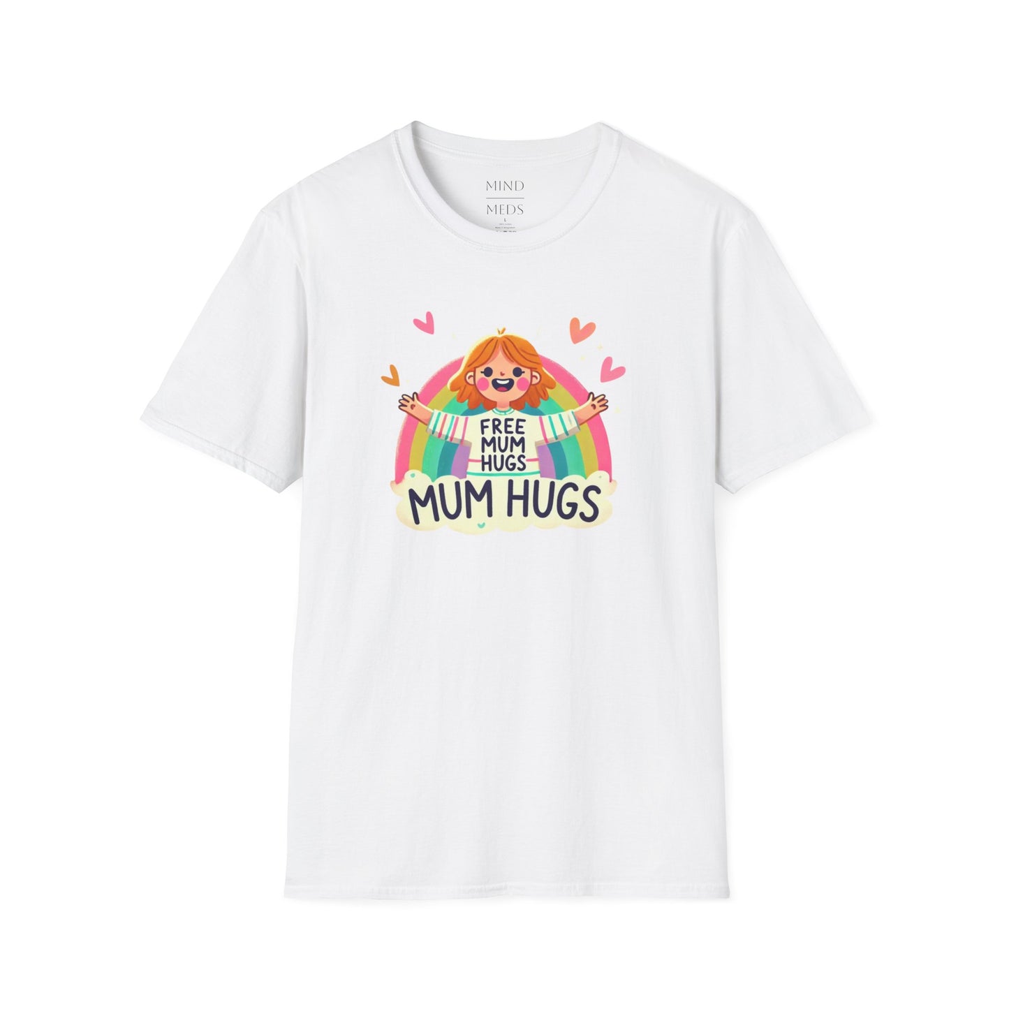 Free Mum Hugs Unisex T-Shirt - Softstyle Rainbow Graphic Tee