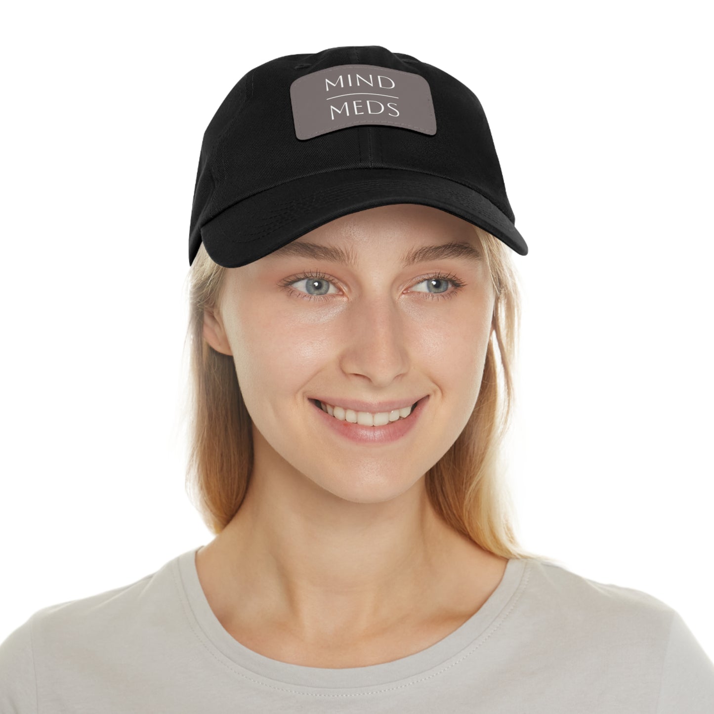 Mind Meds Dad Hat with Leather Patch - Casual Style Hat for Mental Health Awareness