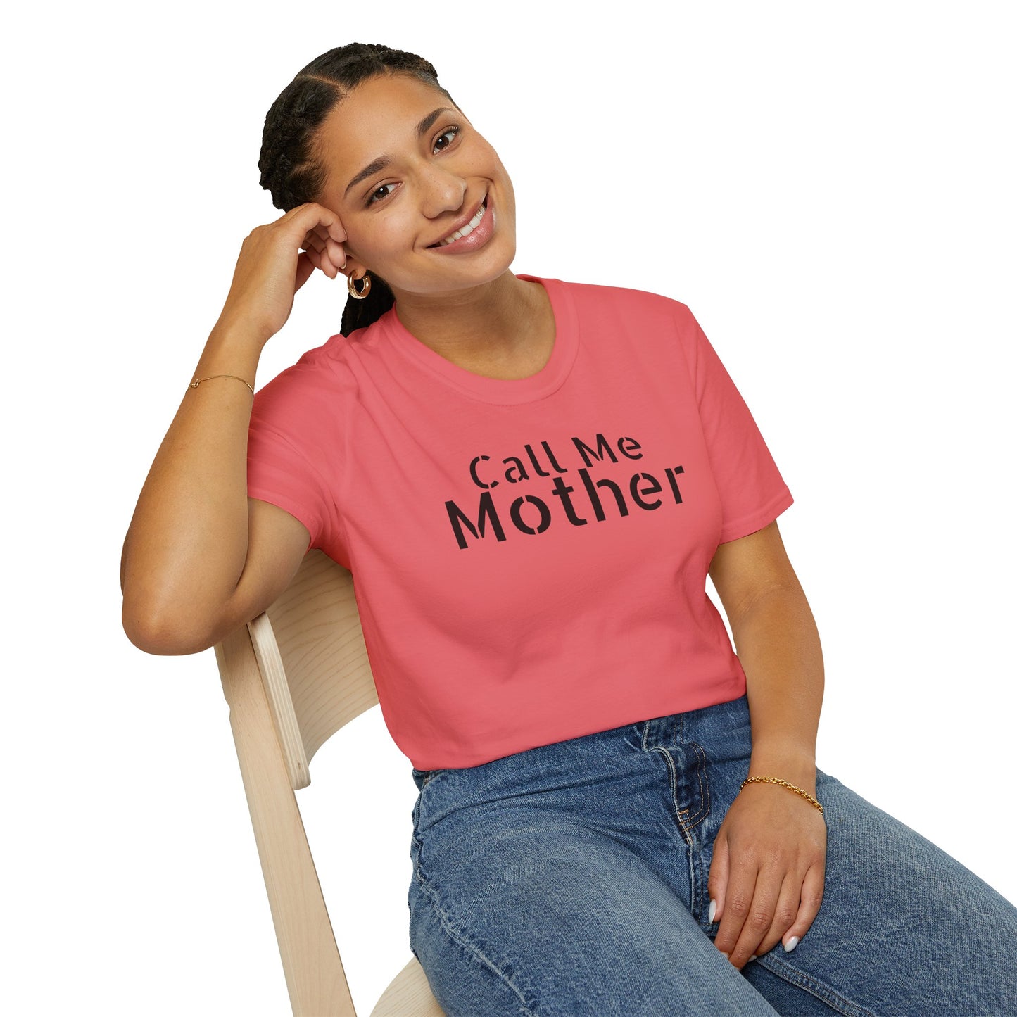 Call Me Mother Unisex Softstyle T-Shirt - Vibrant Rainbow Art for Moms