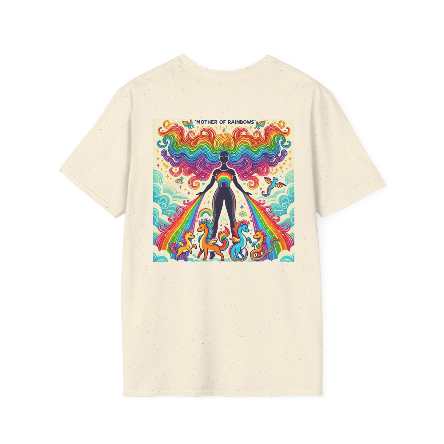 Call Me Mother Unisex Softstyle T-Shirt - Vibrant Rainbow Art for Moms