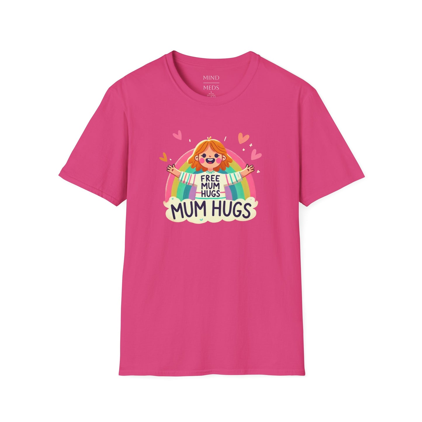 Free Mum Hugs Unisex T-Shirt - Softstyle Rainbow Graphic Tee