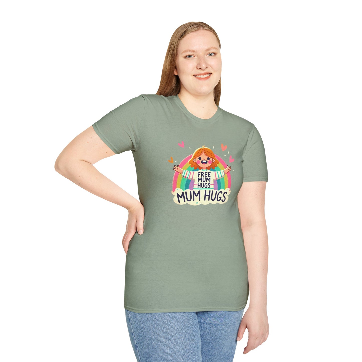 Free Mum Hugs Unisex T-Shirt - Softstyle Rainbow Graphic Tee