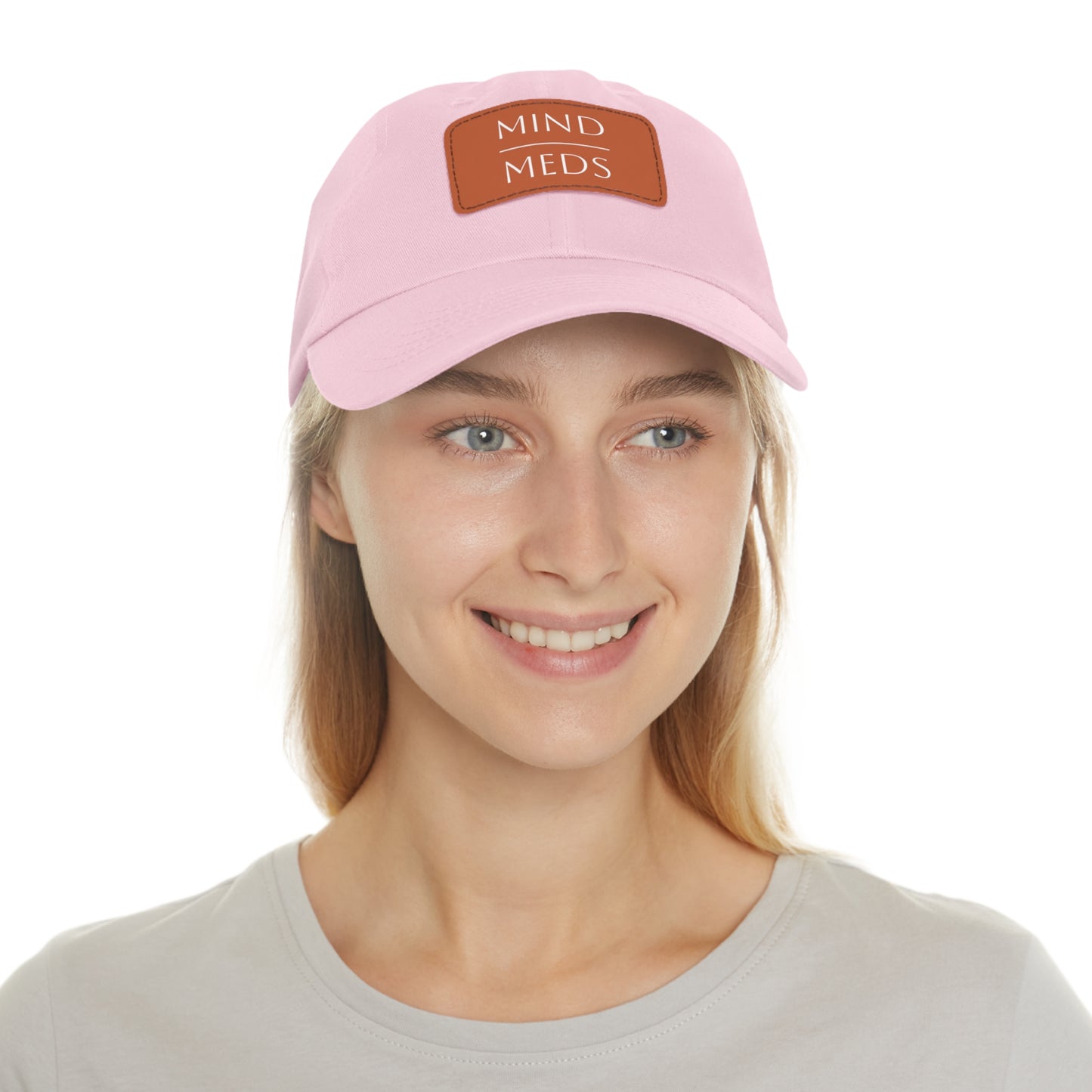 Mind Meds Dad Hat with Leather Patch - Casual Style Hat for Mental Health Awareness