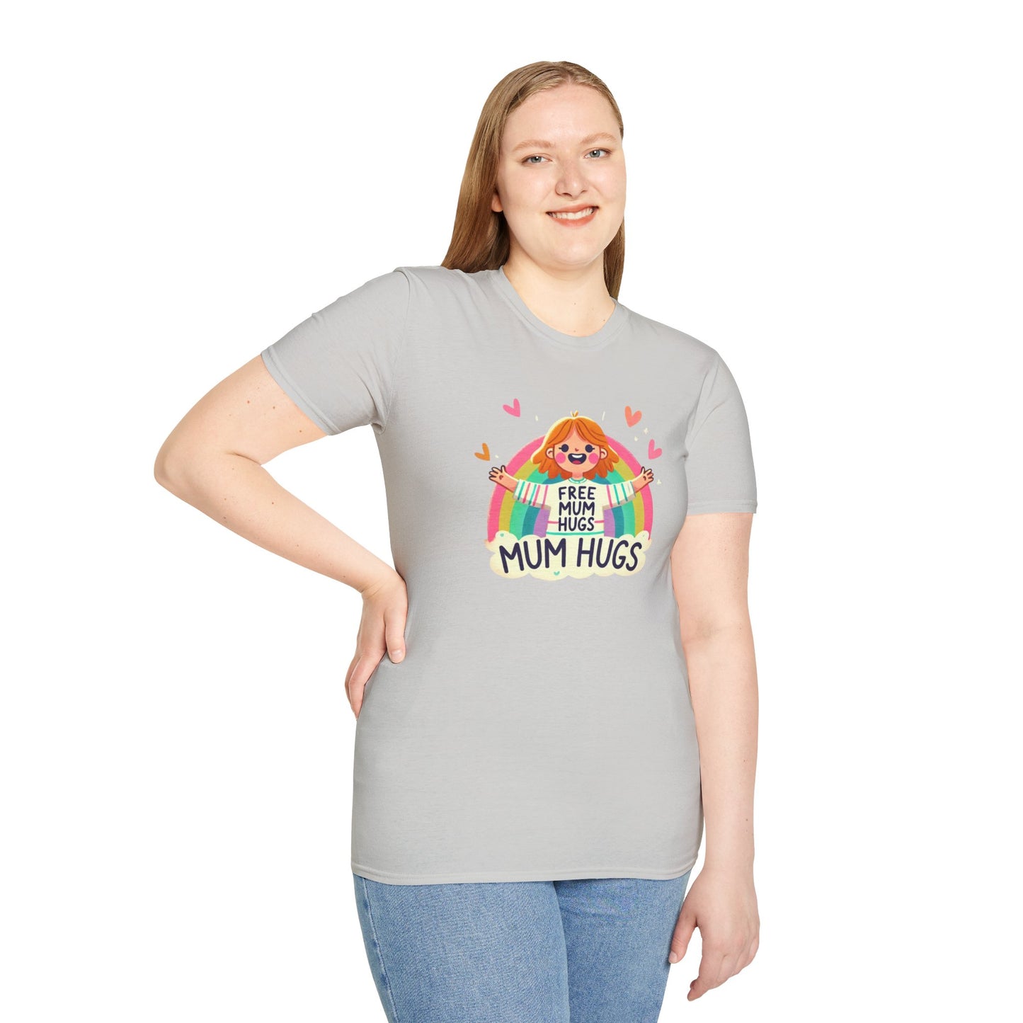 Free Mum Hugs Unisex T-Shirt - Softstyle Rainbow Graphic Tee