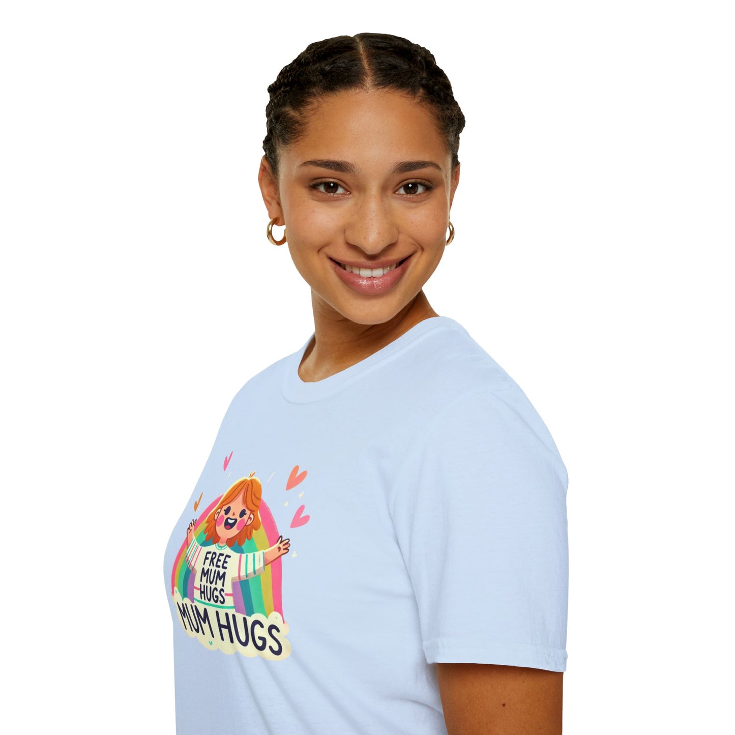 Free Mum Hugs Unisex T-Shirt - Softstyle Rainbow Graphic Tee