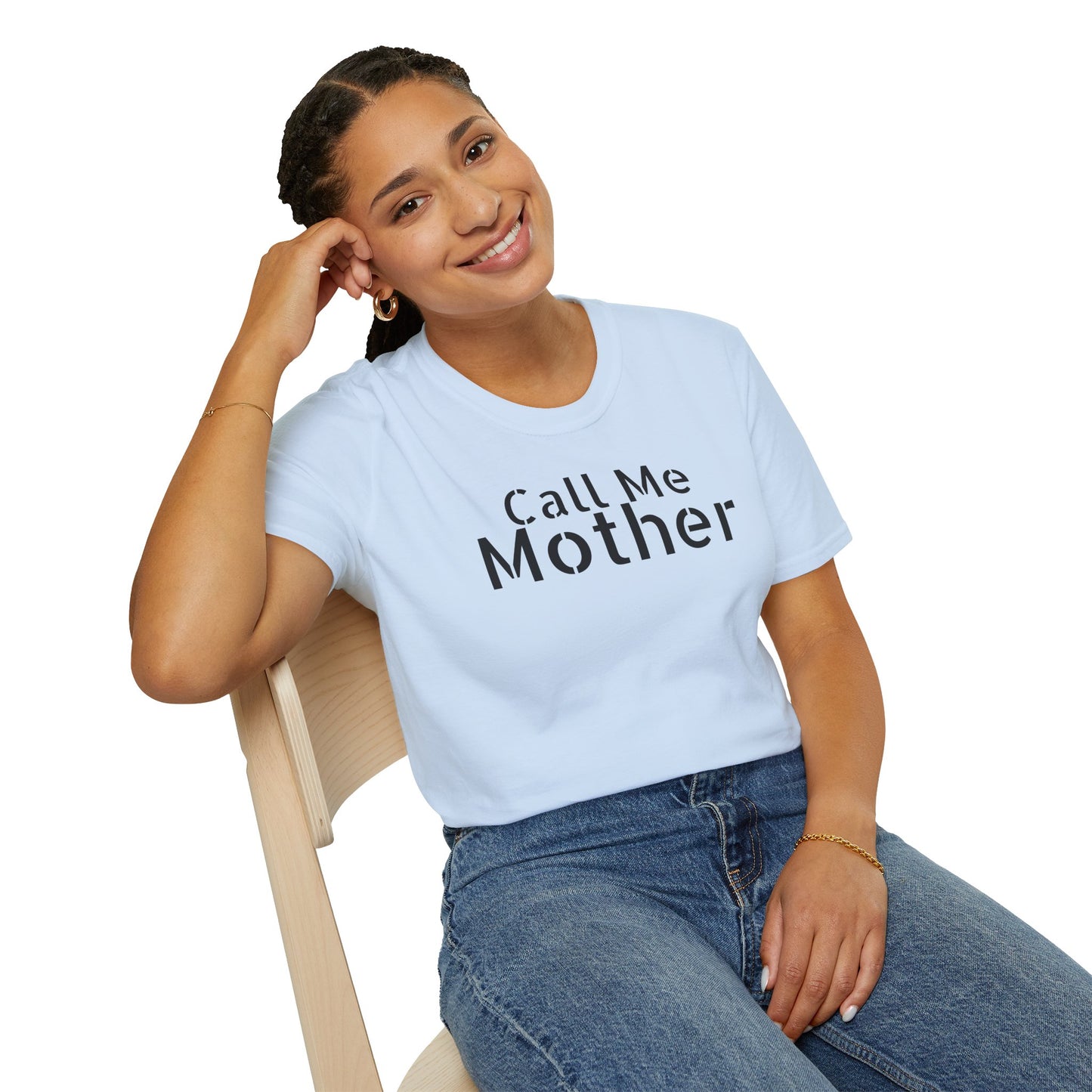 Call Me Mother Unisex Softstyle T-Shirt - Vibrant Rainbow Art for Moms