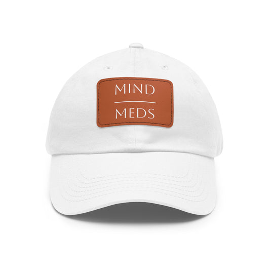 Mind Meds Dad Hat with Leather Patch - Casual Style Hat for Mental Health Awareness