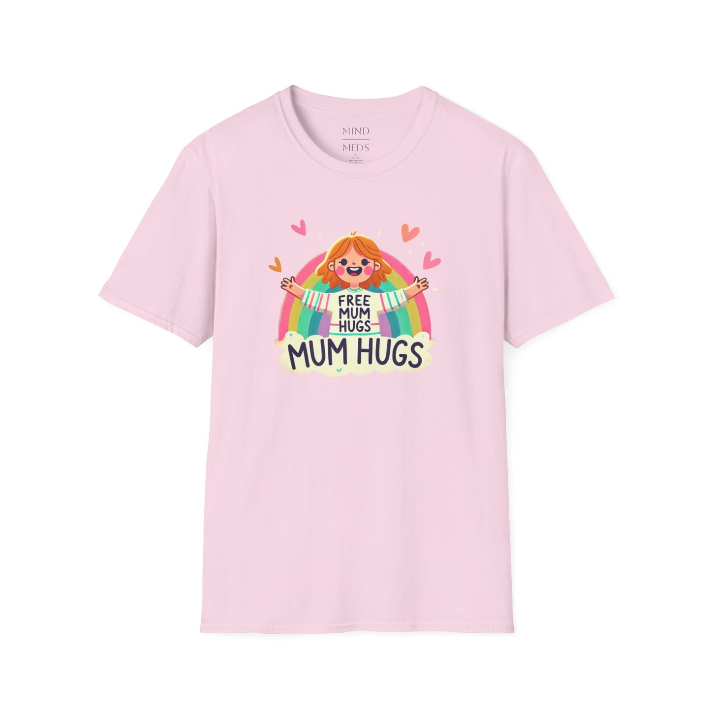 Free Mum Hugs Unisex T-Shirt - Softstyle Rainbow Graphic Tee