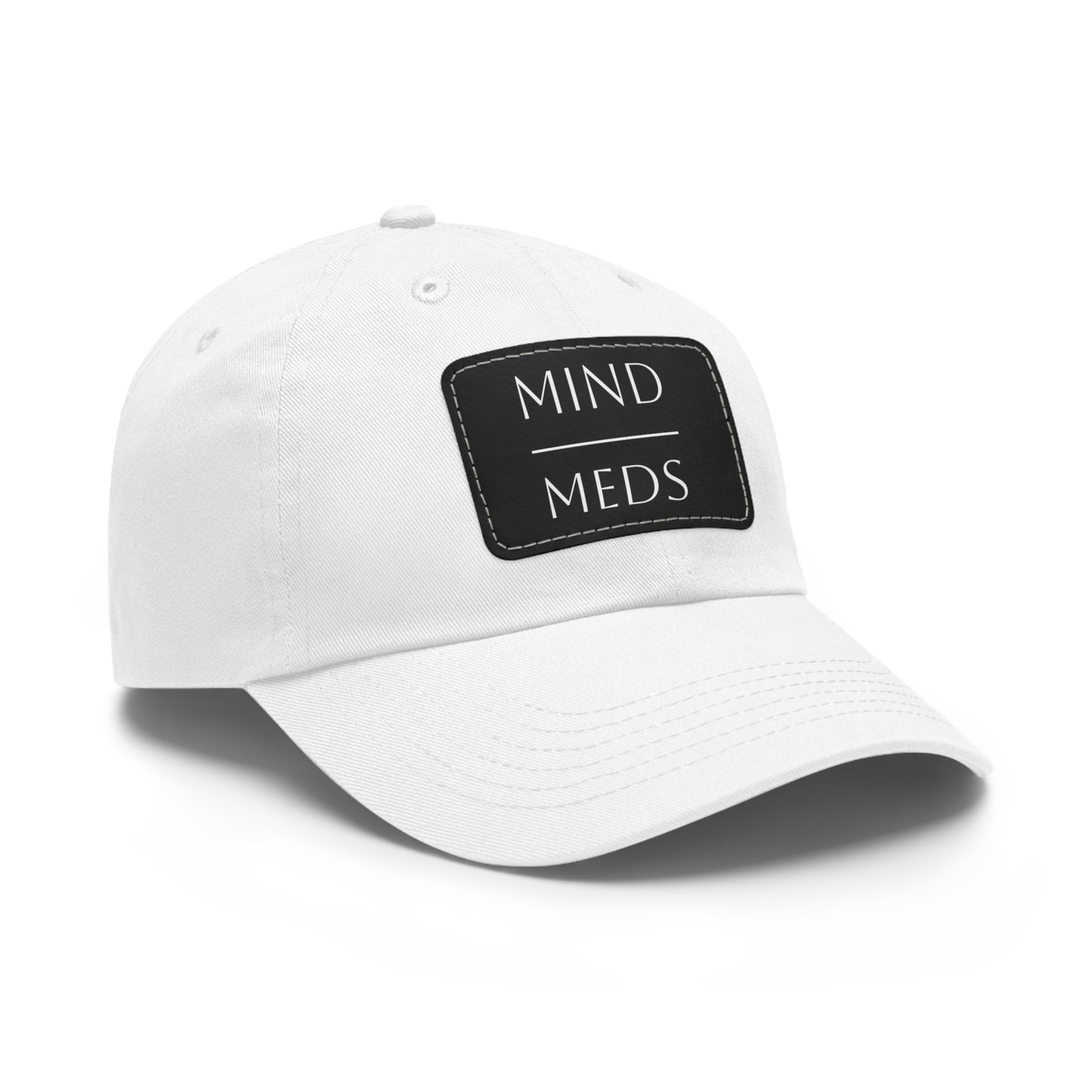 Mind Meds Dad Hat with Leather Patch - Casual Style Hat for Mental Health Awareness