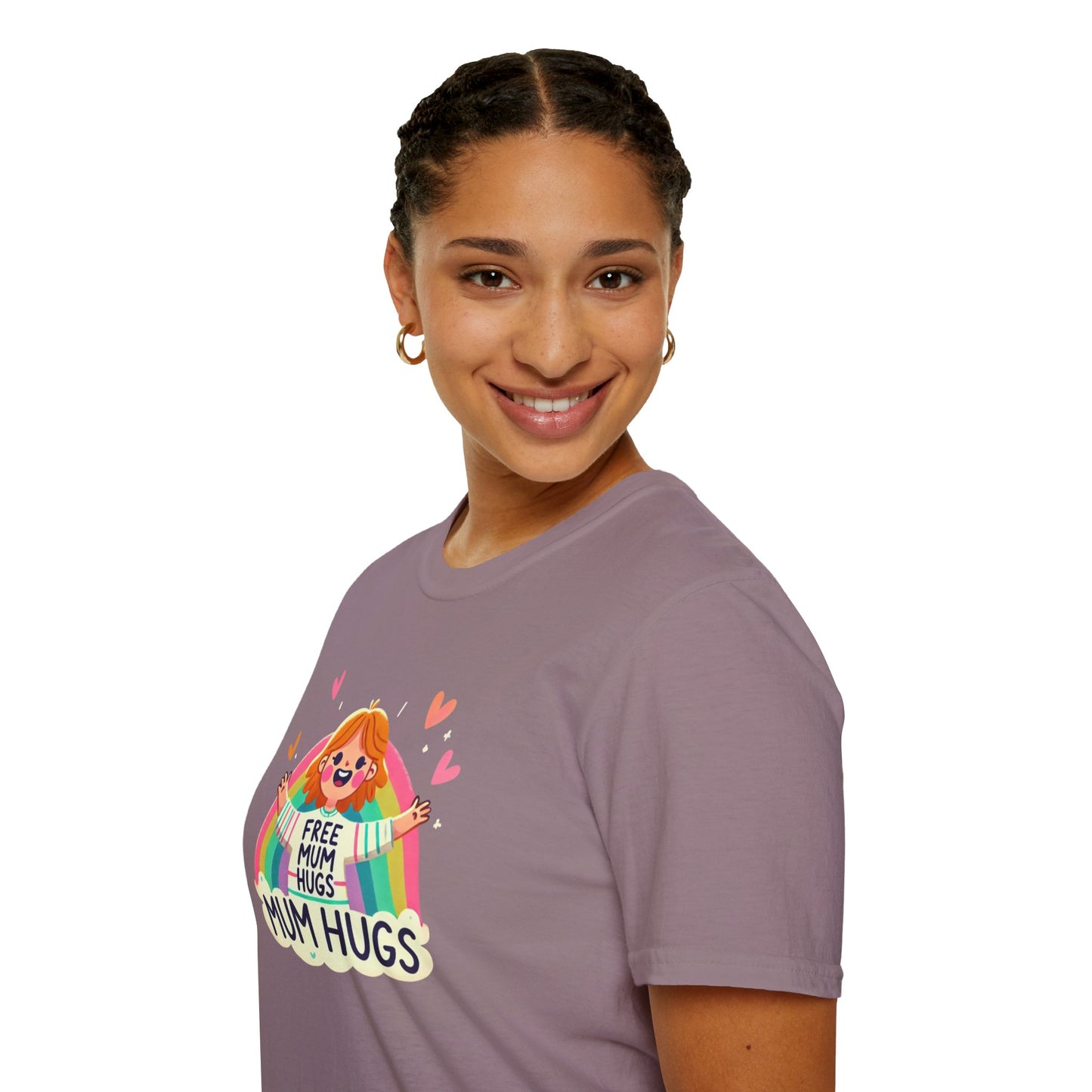 Free Mum Hugs Unisex T-Shirt - Softstyle Rainbow Graphic Tee