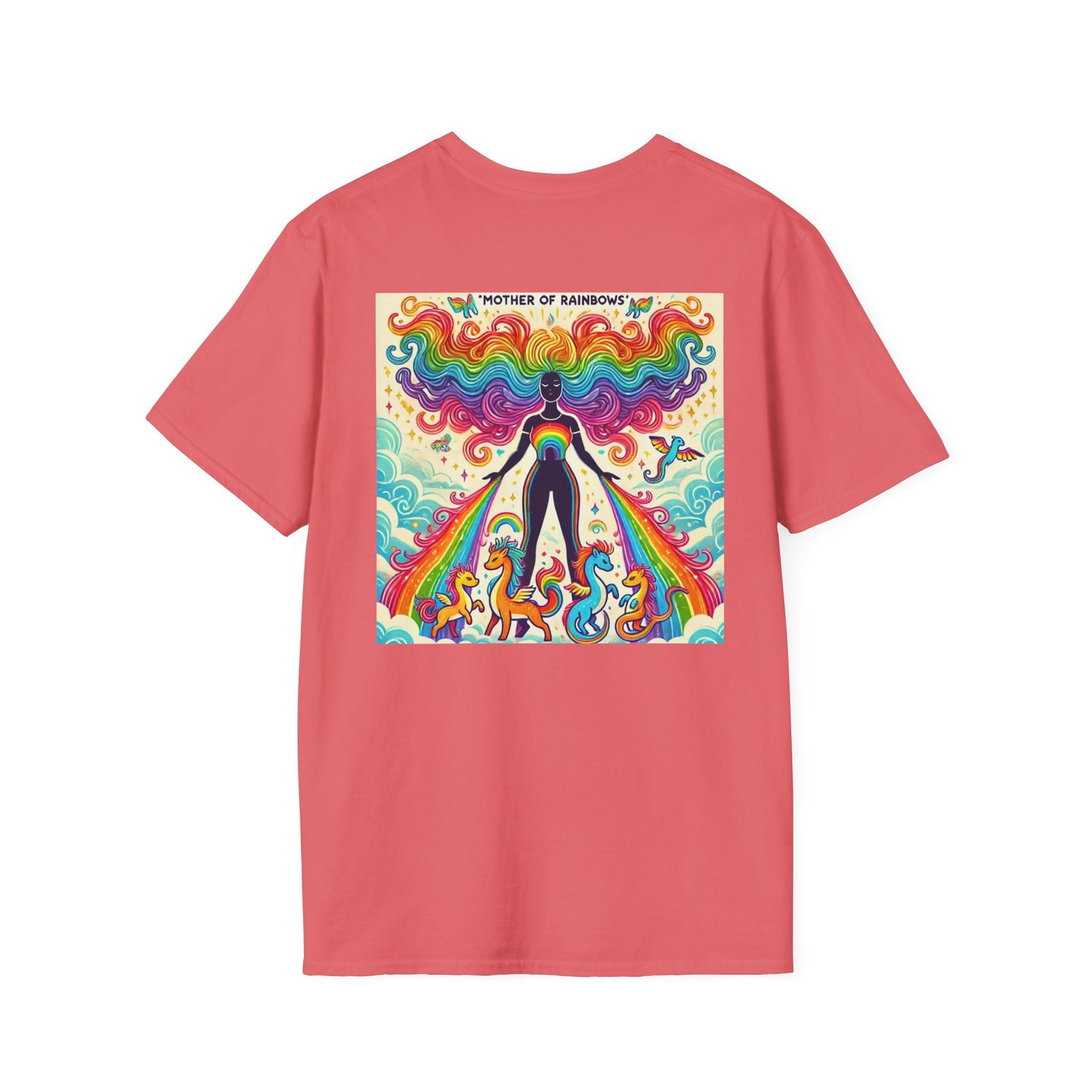 Call Me Mother Unisex Softstyle T-Shirt - Vibrant Rainbow Art for Moms