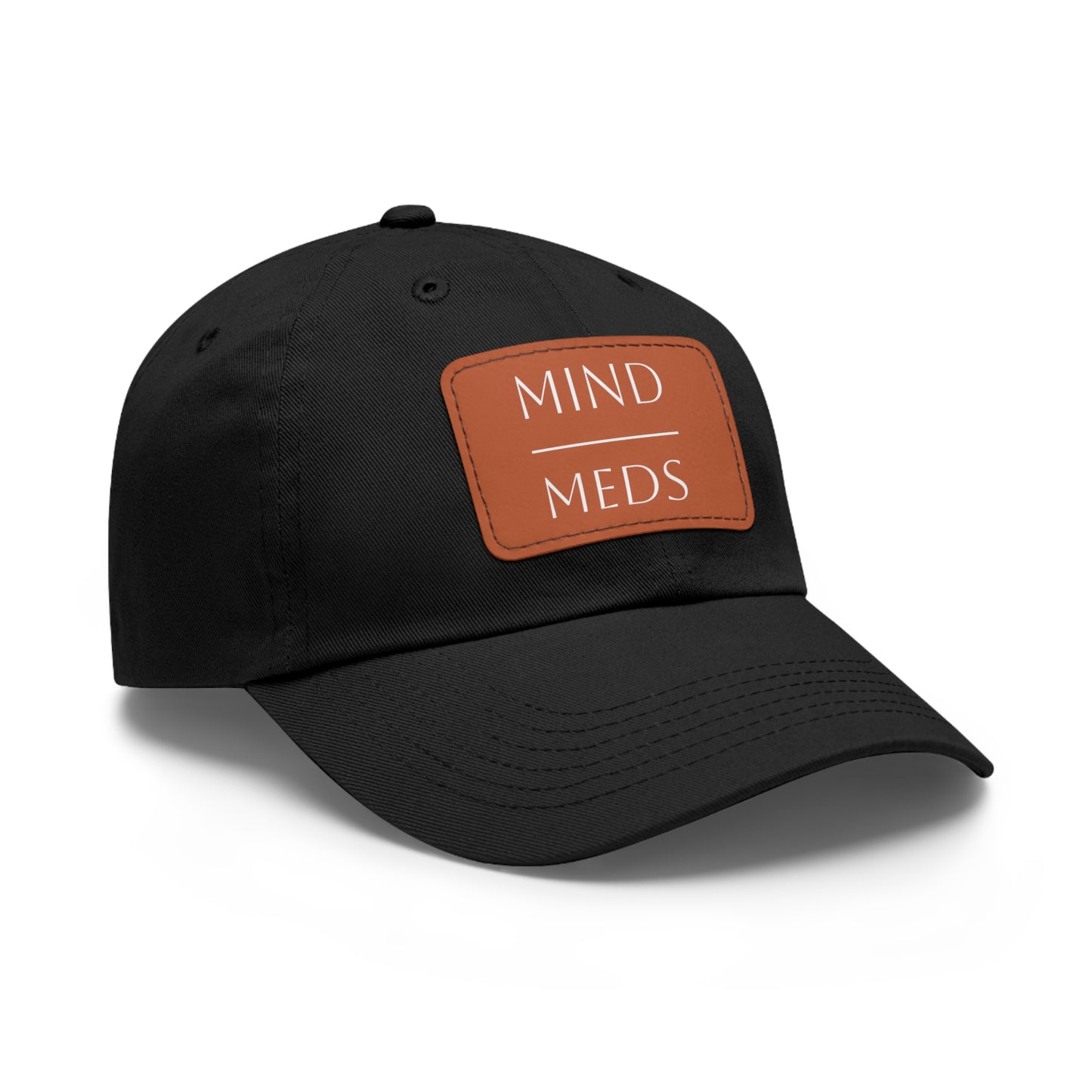 Mind Meds Dad Hat with Leather Patch - Casual Style Hat for Mental Health Awareness