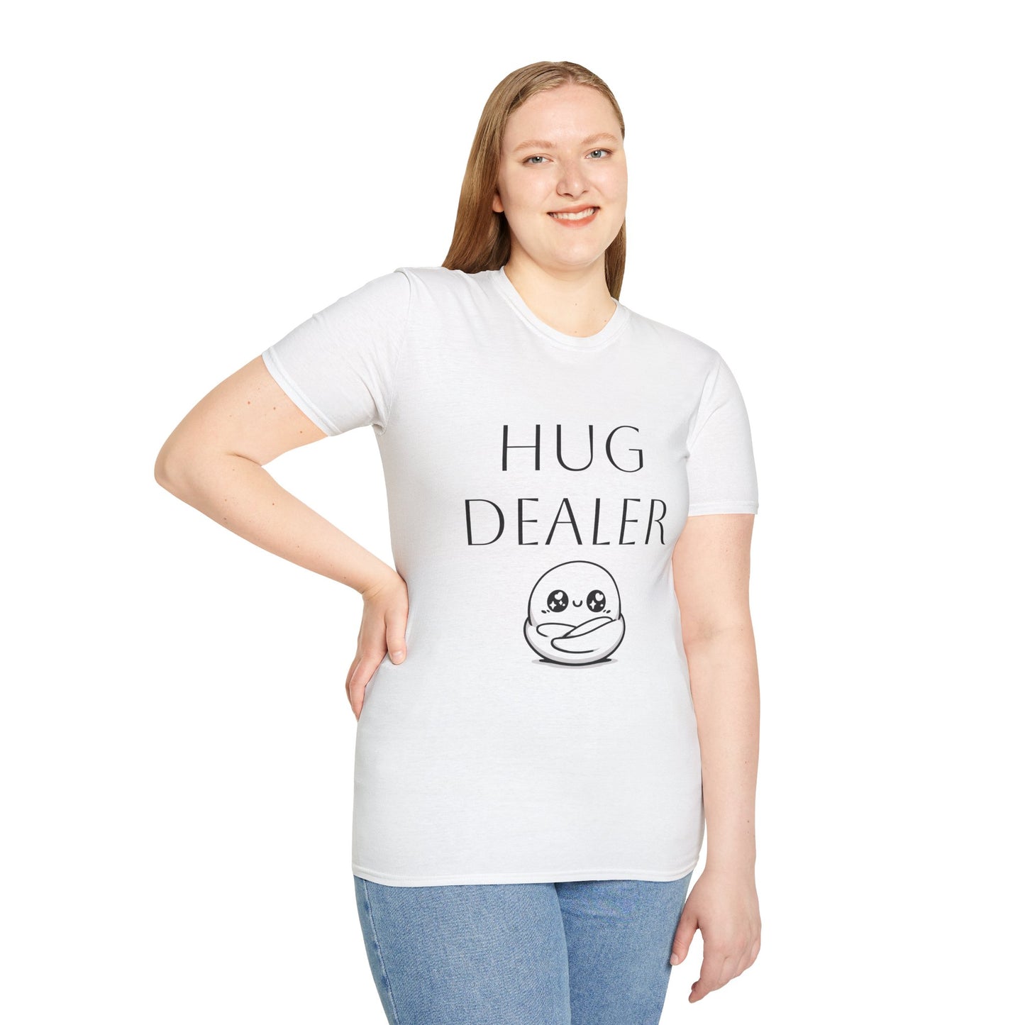 Funny "Hug Dealer" Unisex Softstyle T-Shirt - Perfect Gift for Friends and Family