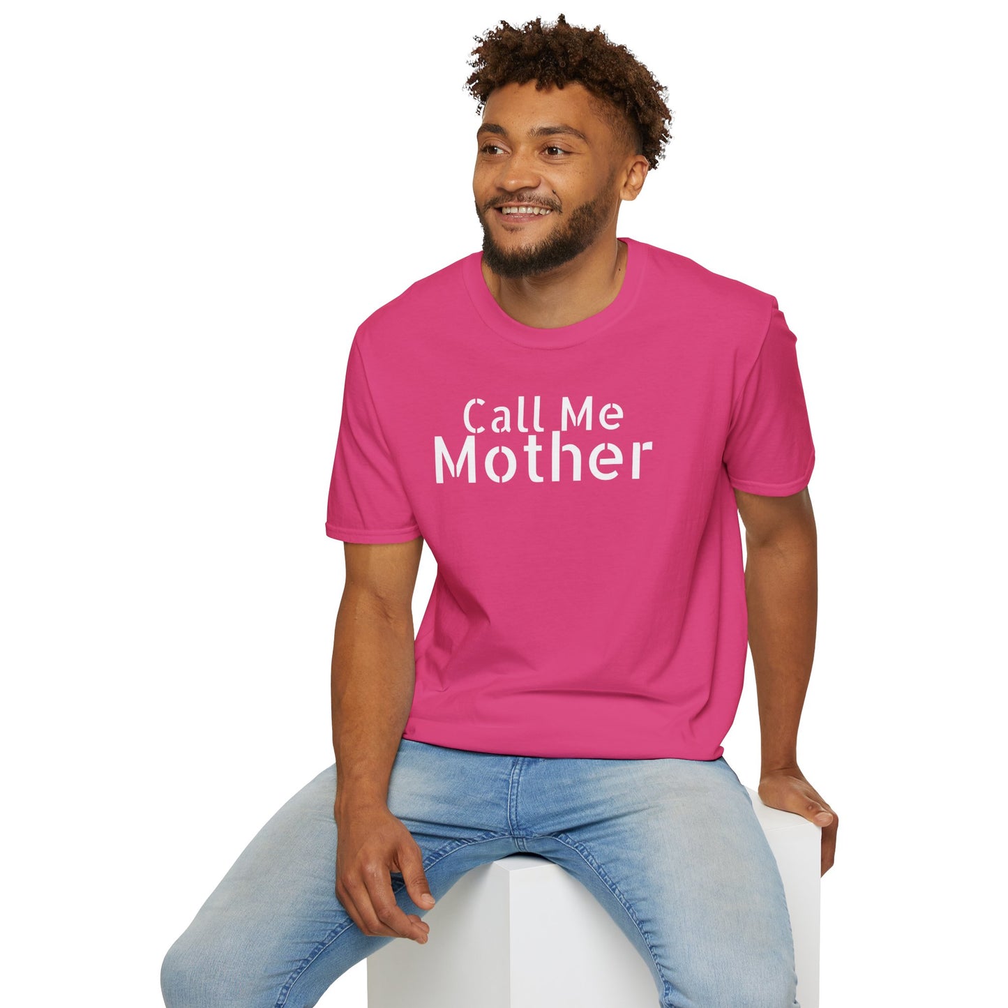 Call Me Mother Unisex Softstyle T-Shirt - Vibrant Rainbow Art for Moms