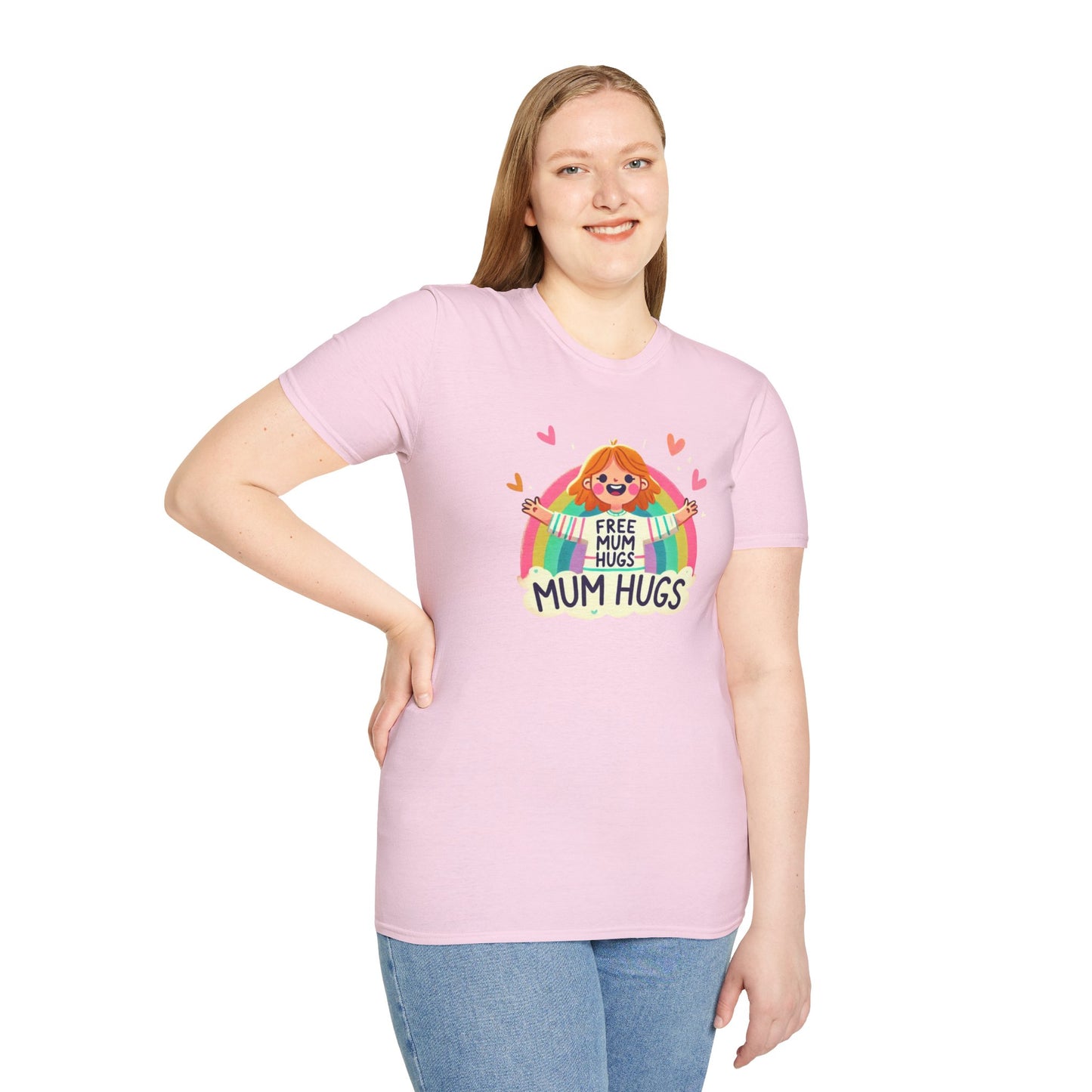 Free Mum Hugs Unisex T-Shirt - Softstyle Rainbow Graphic Tee