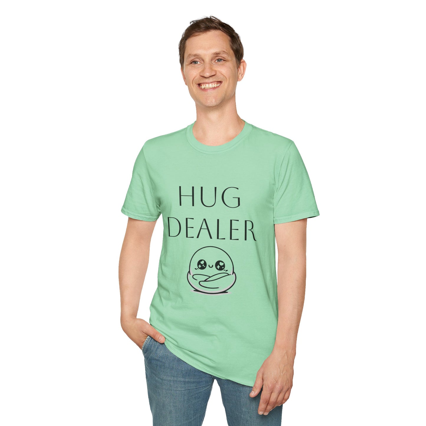 Funny "Hug Dealer" Unisex Softstyle T-Shirt - Perfect Gift for Friends and Family