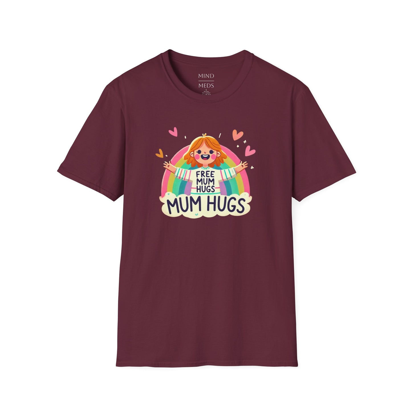 Free Mum Hugs Unisex T-Shirt - Softstyle Rainbow Graphic Tee