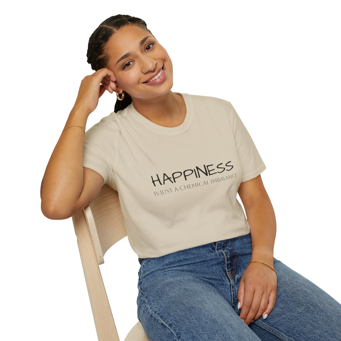 Unisex Softstyle T-Shirt - "Happiness Is Just a Chemical Imbalance" Inspirational Tee