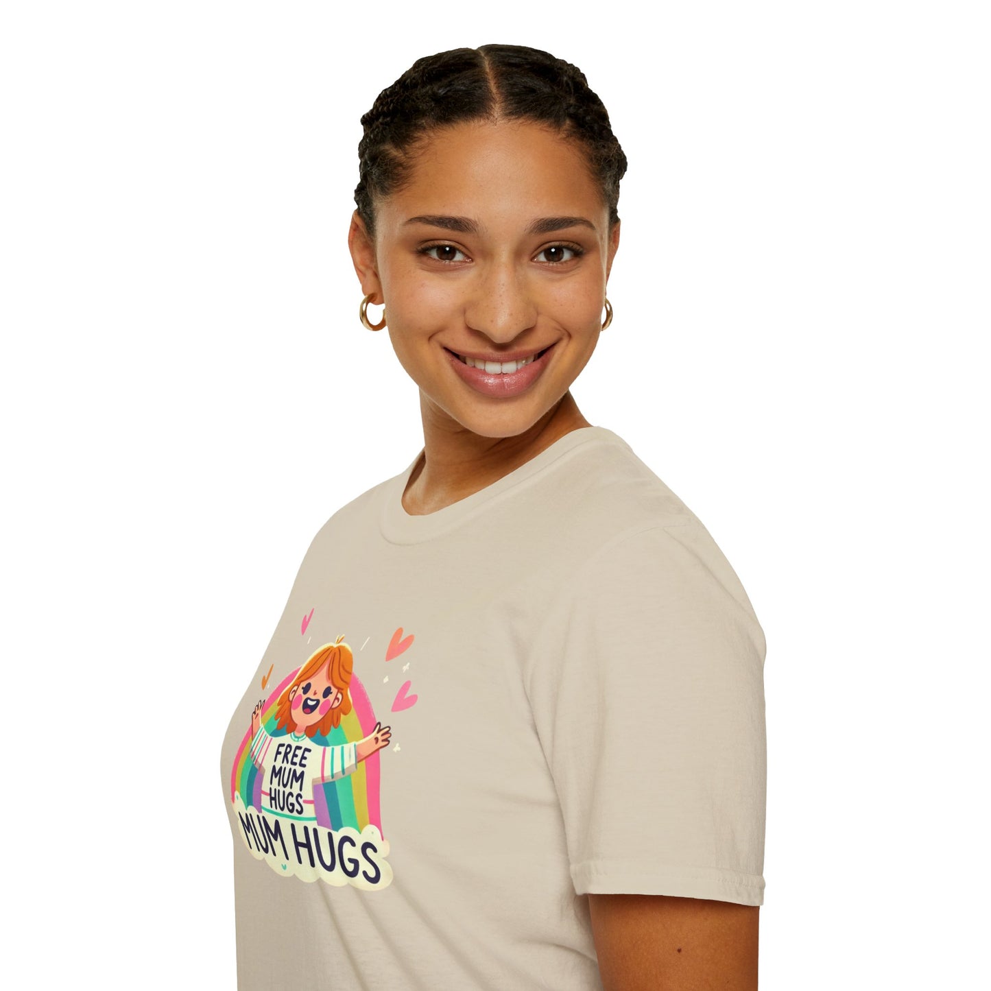 Free Mum Hugs Unisex T-Shirt - Softstyle Rainbow Graphic Tee